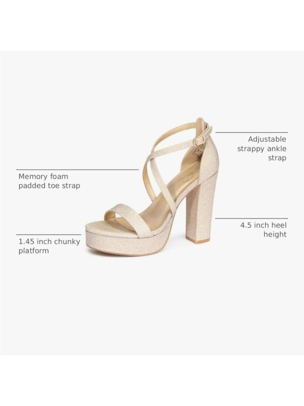 Trary Gold Strappy Heels Size 8 - Picture 5 of 16